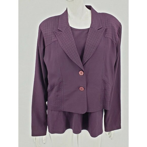 IC Collection Jacket and Tank Top Womens Medium Burgundy Plum Purple I.C. 2 PC - Picture 3 of 9